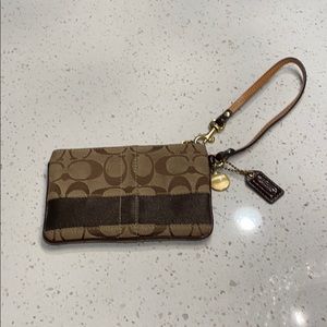 Coach Brown Signature Wristlet